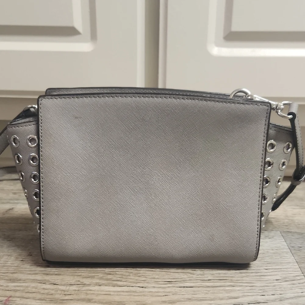 Michael Kors Silver Crossbody Bag with Studded Sides